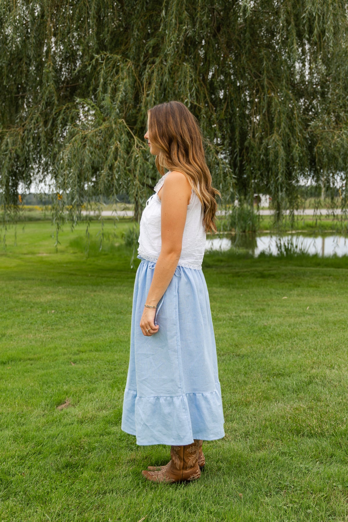 Soleil Maxi Skirt - Size Adjustable - Forget Me Not Blue