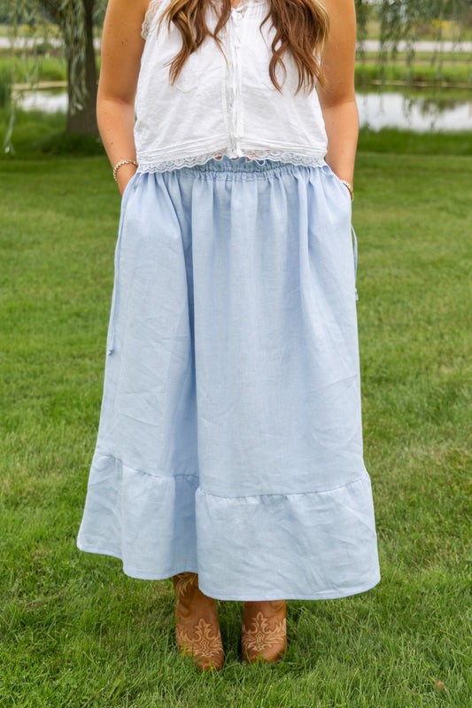 Soleil Maxi Skirt - Size Adjustable - Forget Me Not Blue